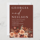 ボホテラコッタオレンジ&ブラウン秋の結婚式 招待状 (正面)