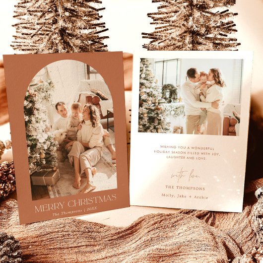 ボホテラコッタクリスマスカード |写真モダン 招待状