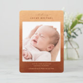 ボホテラコッタグラデーション写真誕生のお知らせ 招待状 (スタンド正面)