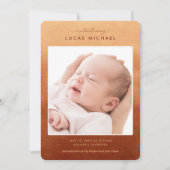 ボホテラコッタグラデーション写真誕生のお知らせ 招待状 (正面)