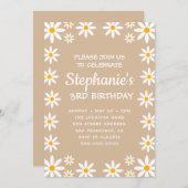 ボホテラコッタサンドレトロデイジーバースデーパーティー 招待状 (正面/裏面)