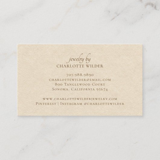 ボホテラコッタサンド抽象芸術手作りジュエリー 名刺 (裏面)