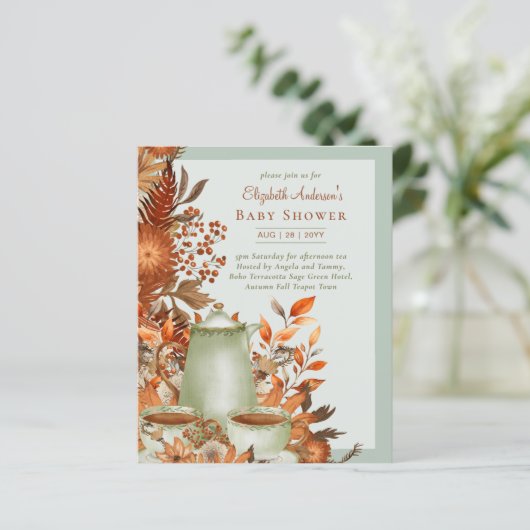 ボホテラコッタセージティーパーティーベビーブライダルシャワー (スタンド正面)