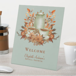 ボホテラコッタセージティーパーティーベビーブライダルシャワー 台座サイン