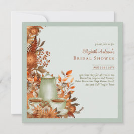 ボホテラコッタセージティーパーティーベビーブライダルシャワー 招待状