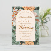 ボホテラコッタセージフローラアーチモノグラム結婚ズ 招待状 (スタンド正面)
