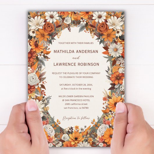 ボホテラコッタセージフローラ写真秋の結婚式 招待状