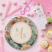 ボホテラコッタセージモノグラム秋の結婚式 ペーパープレート (パーティー)