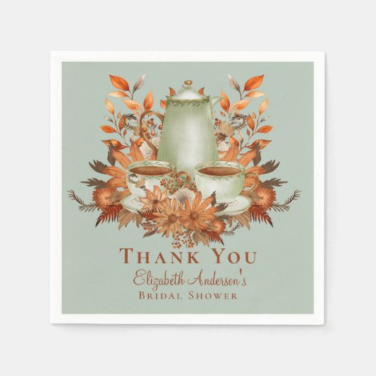 ボホテラコッタセージ茶パーティーダイニング食器 スタンダードカクテルナプキン (正面)