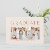 ボホテラコッタタイポグラフィ写真卒業 招待状 (スタンド正面)