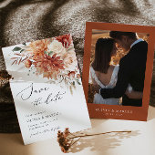 ボホテラコッタダリアバラフローラエレガントウェディング セーブザデート