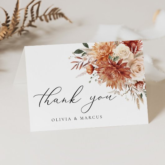 ボホテラコッタダリアフローラエレガントウェディング サンキューカード