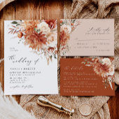 ボホテラコッタダリアフローラエレガントウェディング 出欠カード