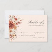 ボホテラコッタダリアワイルドフラワーエレガントな結婚式 出欠カード (正面)