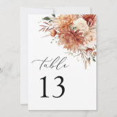 ボホテラコッタダリア結婚バラのテーブル番号 (正面)