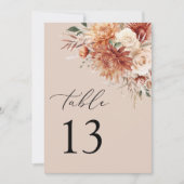 ボホテラコッタダリア結婚バラのテーブル番号 (正面)