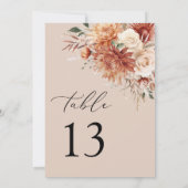 ボホテラコッタダリア結婚バラのテーブル番号 (裏面)