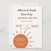 ボホテラコッタツインズ最初の旅行の最初の誕生日 招待状 (正面)