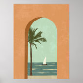 ボホテラコッタティール(緑がかった色)沿岸イラストレーションアート ポスター (正面)