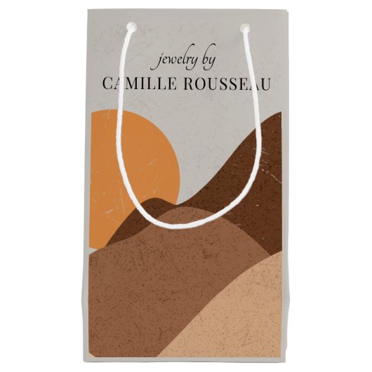 ボホテラコッタデザートサンマウンテンズ抽象芸術 スモールペーパーバッグ (正面)