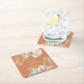 ボホテラコッタトロピカルフローラアンドパーム結婚ズ スクエアペーパーコースター (インサイチュ)