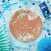 ボホテラコッタトロピカルフローラアンドパーム結婚ズ ペーパープレート (パーティー)