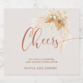 ボホテラコッタドライフラワーアンドパンパスグラス スパークリングワインラベル (シングルラベル)