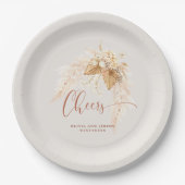 ボホテラコッタドライフラワーアンドパンパスグラス ペーパープレート (正面)