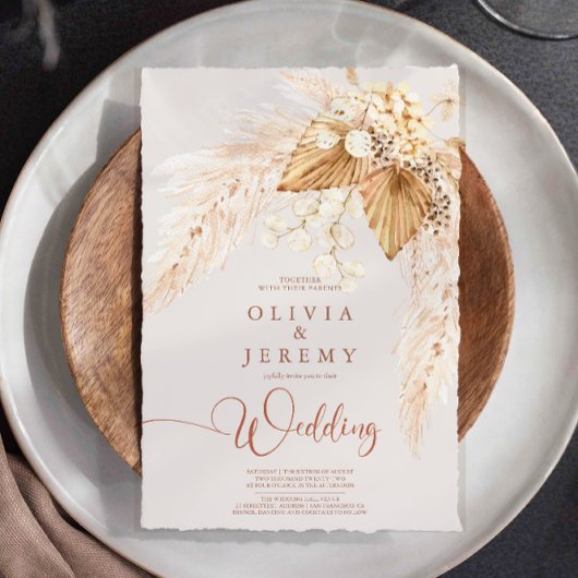 ボホテラコッタドライフラワーアンドパンパスグラス 招待状
