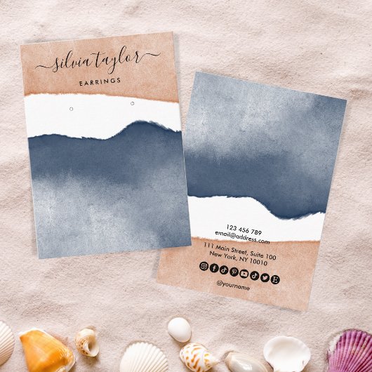 ボホテラコッタネイビージュエリーホルダーソーシャルメディア 名刺