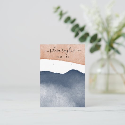 ボホテラコッタネイビージュエリーホルダーソーシャルメディア 名刺 (スタンド正面)