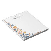 ボホテラコッタネイビーワイルドフラワー名前をカスタムする ノートパッド (アングル)