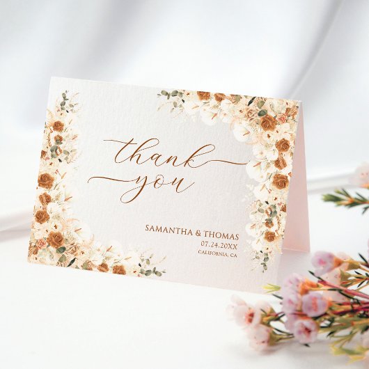 ボホテラコッタバラカラリリー結婚ズサンキューレ サンキューカード