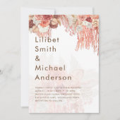 ボホテラコッタバラパンパスグラス結婚フローラ 招待状 (正面)