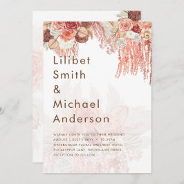 ボホテラコッタバラパンパスグラス結婚フローラ 招待状