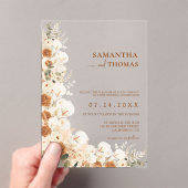 ボホテラコッタバラ&パンパスグラス結婚ズ アクリル招待状 (インサイチュ (ポータブル))
