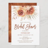 ボホテラコッタバーントオレンジフローラブライダルシャワー 招待状 (正面/裏面)