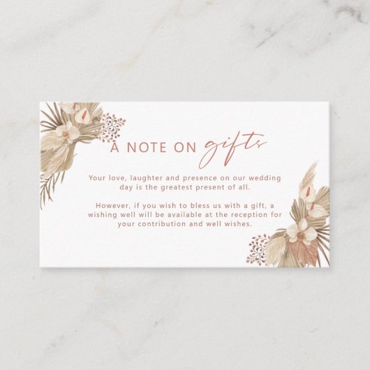 ボホテラコッタパンパスグラスノートにギフトカード エンクロージャーカード (正面)