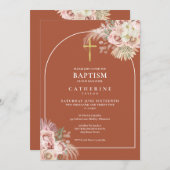 ボホテラコッタパンパスグラスバプテスマ《キリスト教》洗礼式や命名式 招待状 (正面/裏面)