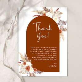 ボホテラコッタパンパスグラスバースデーパーティー サンキューカード