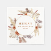 ボホテラコッタパンパスグラスバースデーパーティー スタンダードカクテルナプキン (正面)