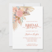 ボホテラコッタパンパスグラスフローラブライダルシャワー 招待状 (正面)
