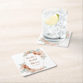 ボホテラコッタパンパスグラスブライダルシャワー スクエアペーパーコースター (インサイチュ)