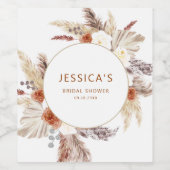 ボホテラコッタパンパスグラスブライダルシャワー ワインラベル (シングルラベル)