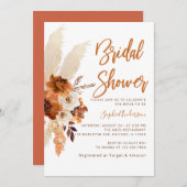 ボホテラコッタパンパスグラスブライダルシャワー 招待状 (正面/裏面)