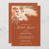 ボホテラコッタパンパスグラスブライダルシャワー 招待状 (正面/裏面)