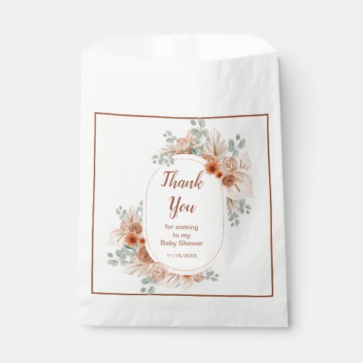 ボホテラコッタパンパスグラスベビーシャワー フェイバーバッグ (正面)