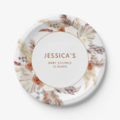ボホテラコッタパンパスグラスベビーシャワー ペーパープレート (正面)
