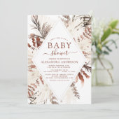 ボホテラコッタパンパスグラスベージュベビーシャワーInv 招待状 (スタンド正面)