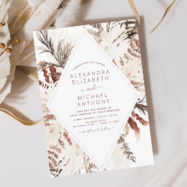 ボホテラコッタパンパスグラスベージュ結婚ズ 招待状